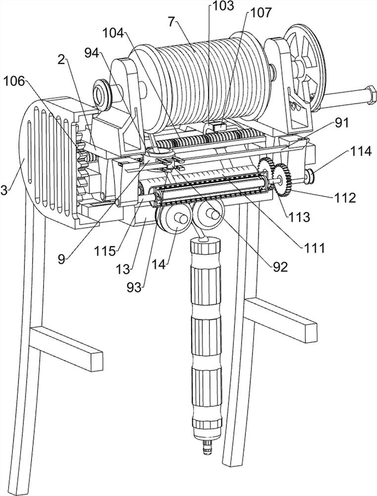 Winch cable take-up and pay-off wiring frame for drilling radar detector