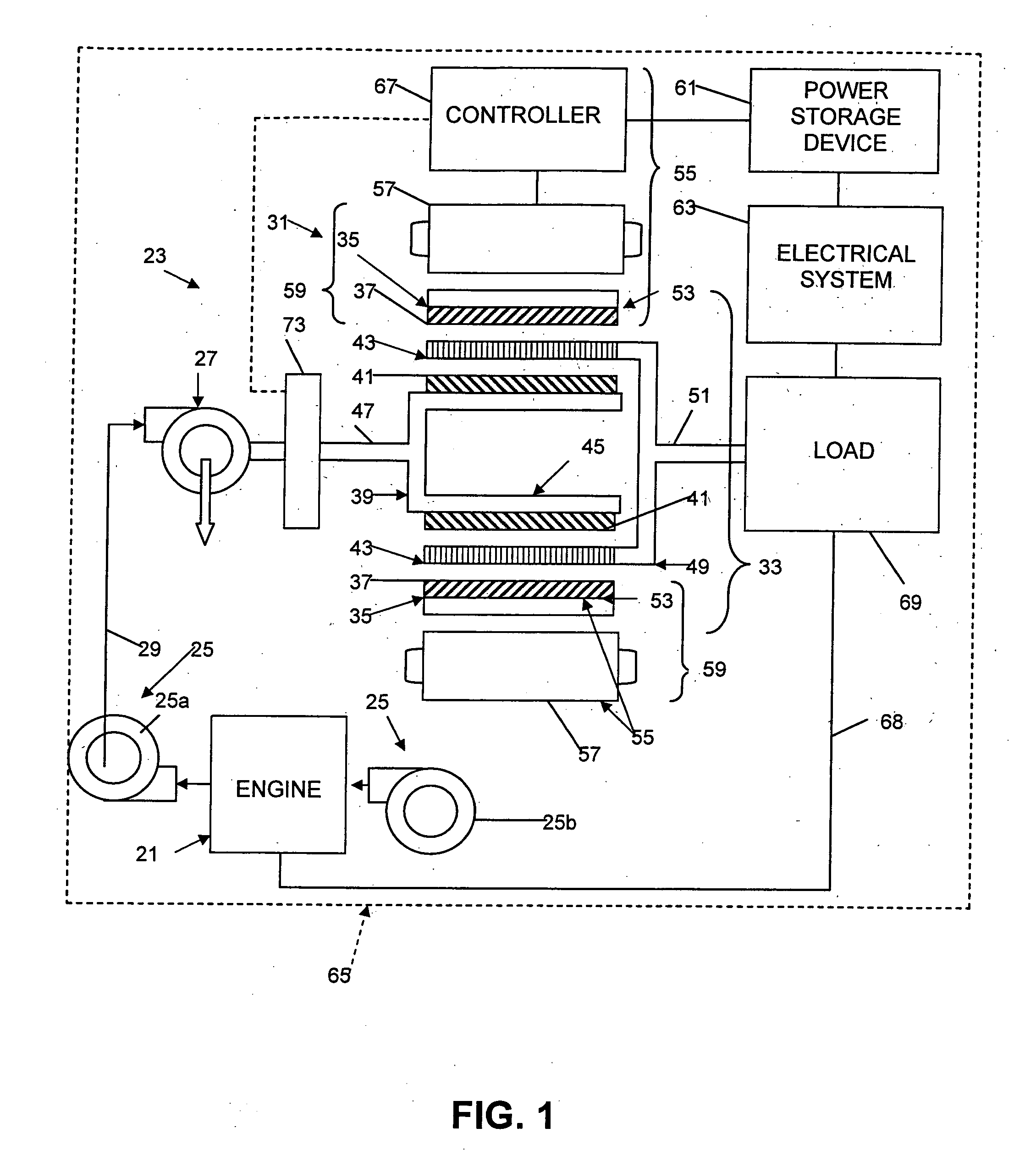 Electromagnetic, continuously variable transmission power split turbo compound and engine and vehicle comprising such a turbo compound