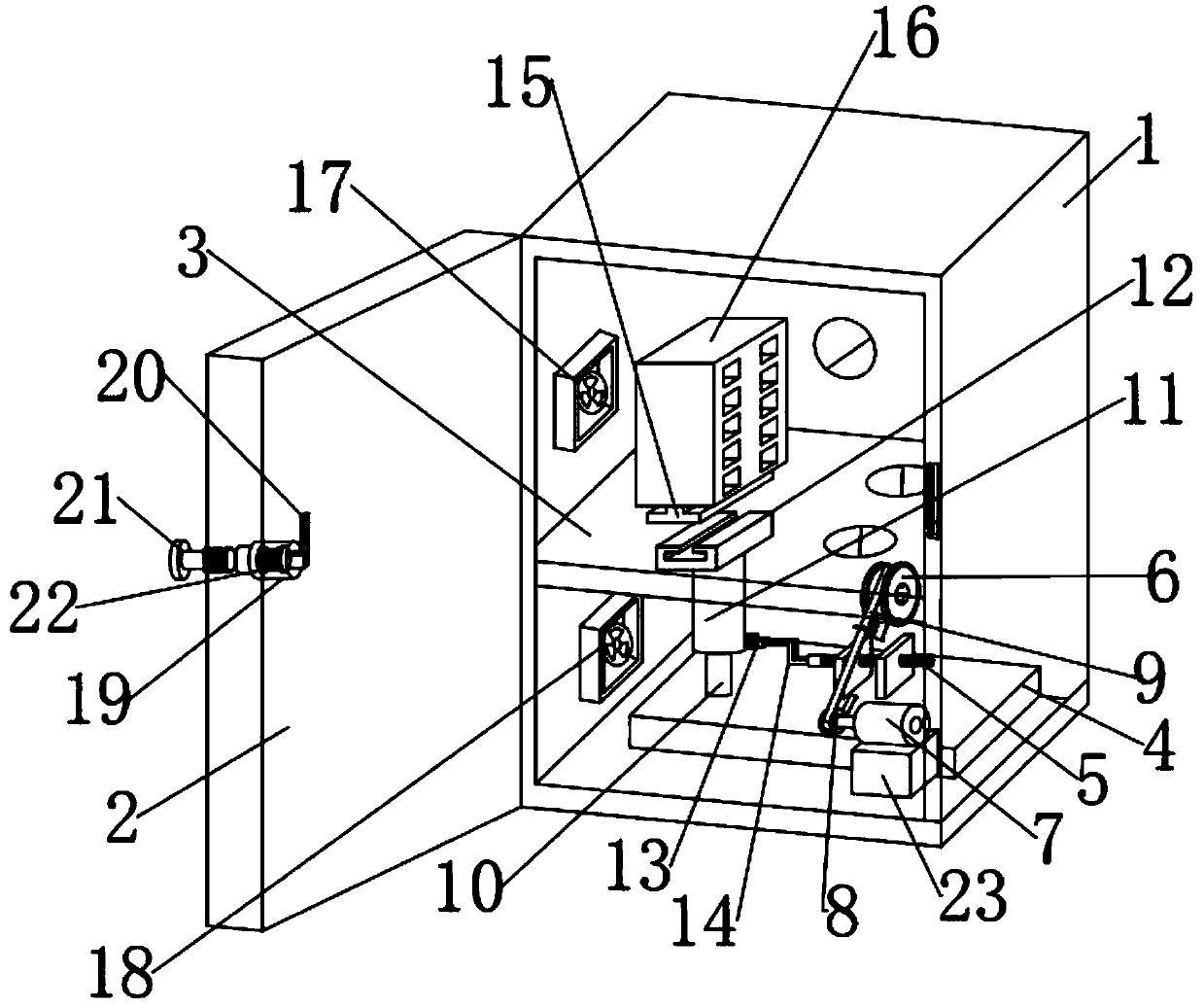 Optical fiber cable distribution box with core radiation