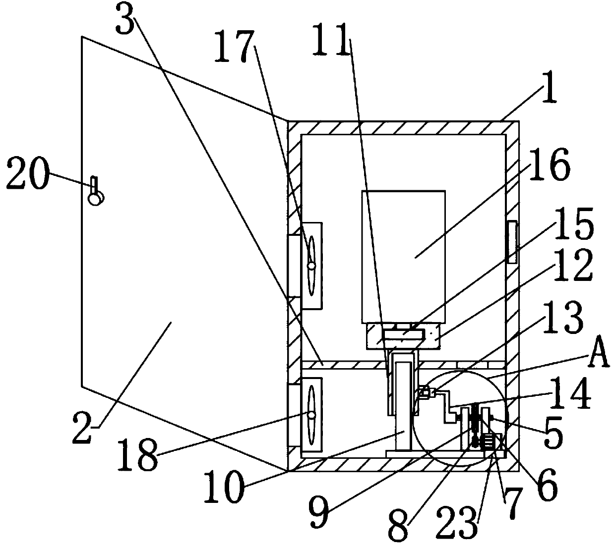 Optical fiber cable distribution box with core radiation