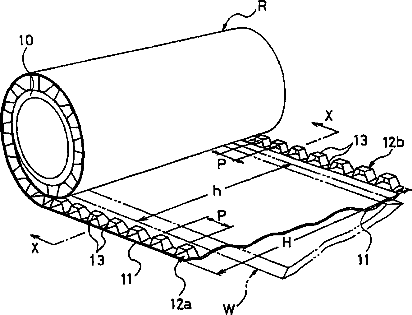 Method and device for producing winding liner with spacer for unvulcanized strip rubber member, and method and device for producing spacer member for winding