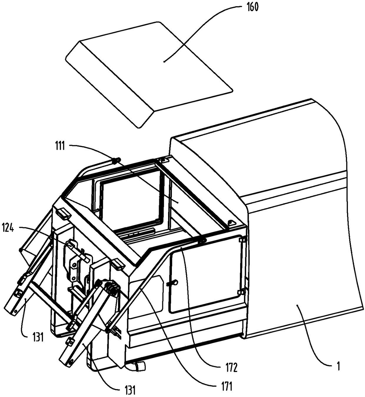 Self-weighing garbage compression box