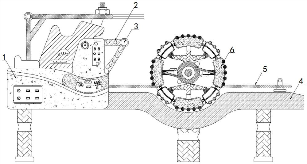 Cloth pressing device on cloth paving machine for clothing processing