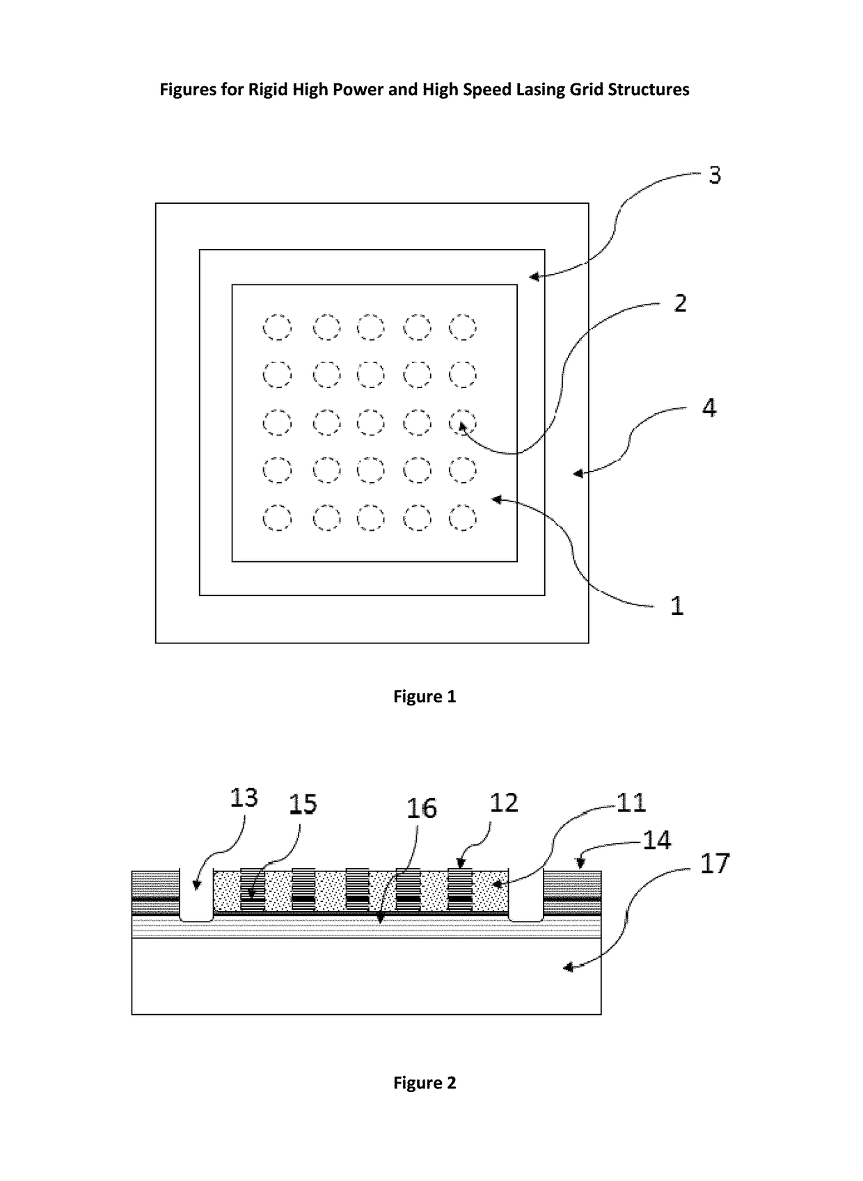 Rigid high power and high speed lasing grid structures