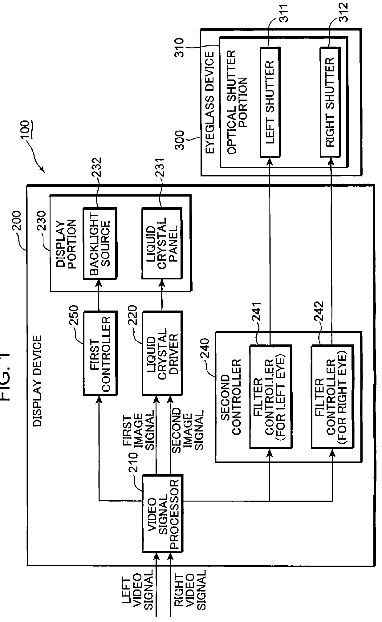 Display device and video viewing system