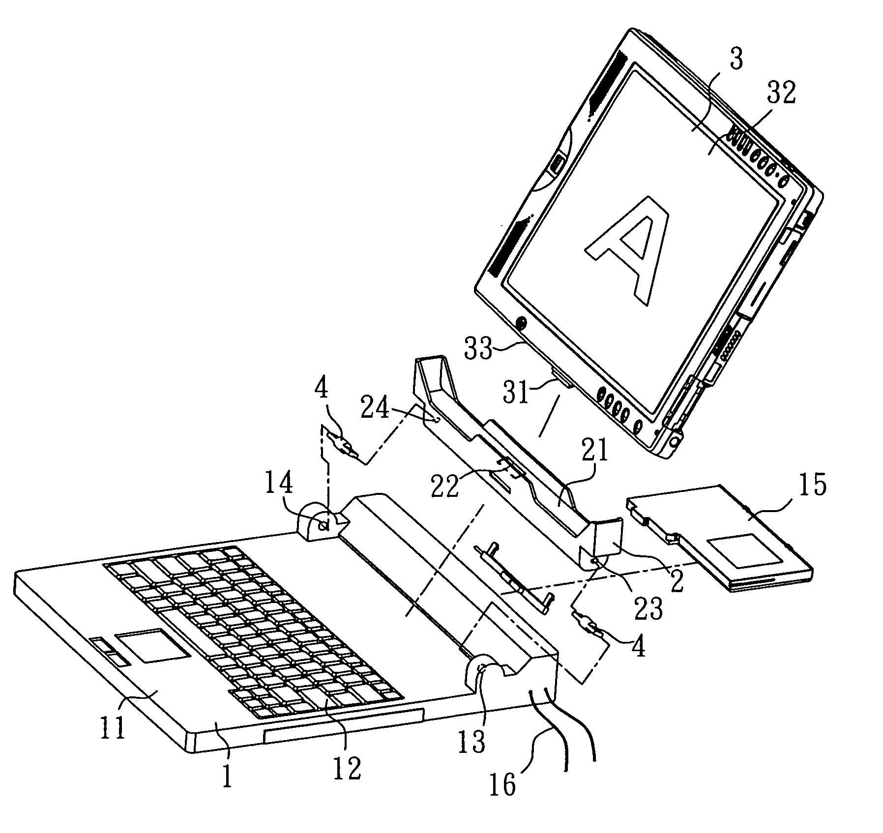 Portable computer and portable docking station arrangement