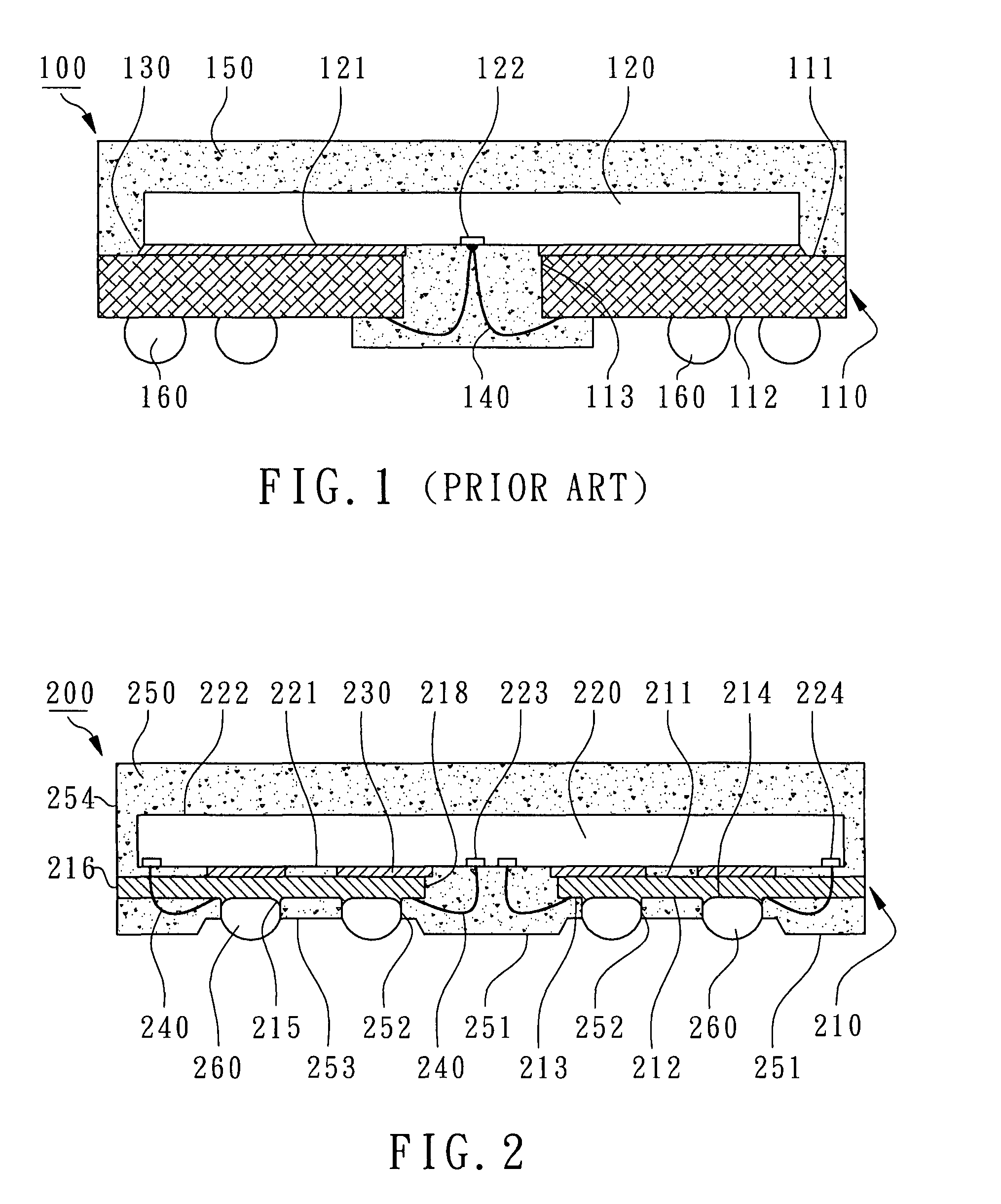 BGA package with leads on chip