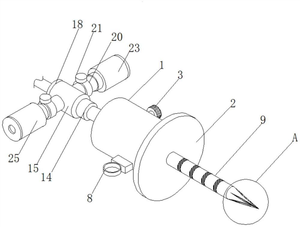 Auxiliary device for treating large pelvic cyst and abdominal cyst in combination with injection under ultrasonic guidance