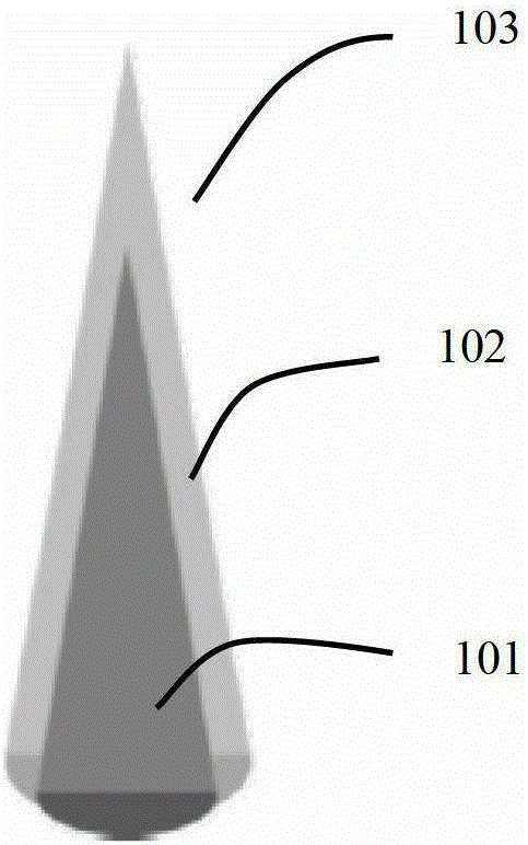 Soluble coaxial cone multilayer microneedle, microneedle array and preparation method thereof