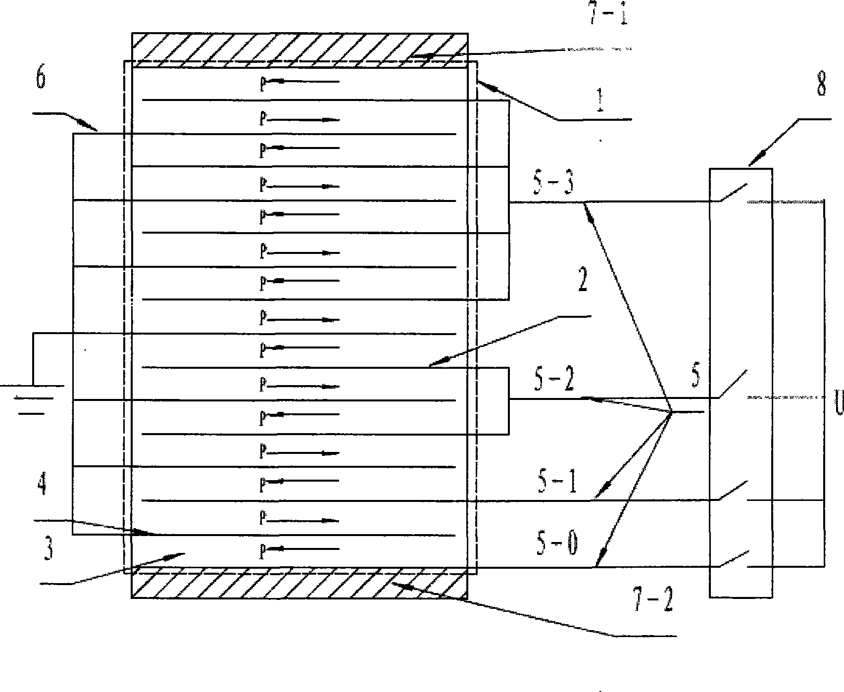 Stacking shape actuator for shearing piezoelectric ceramics