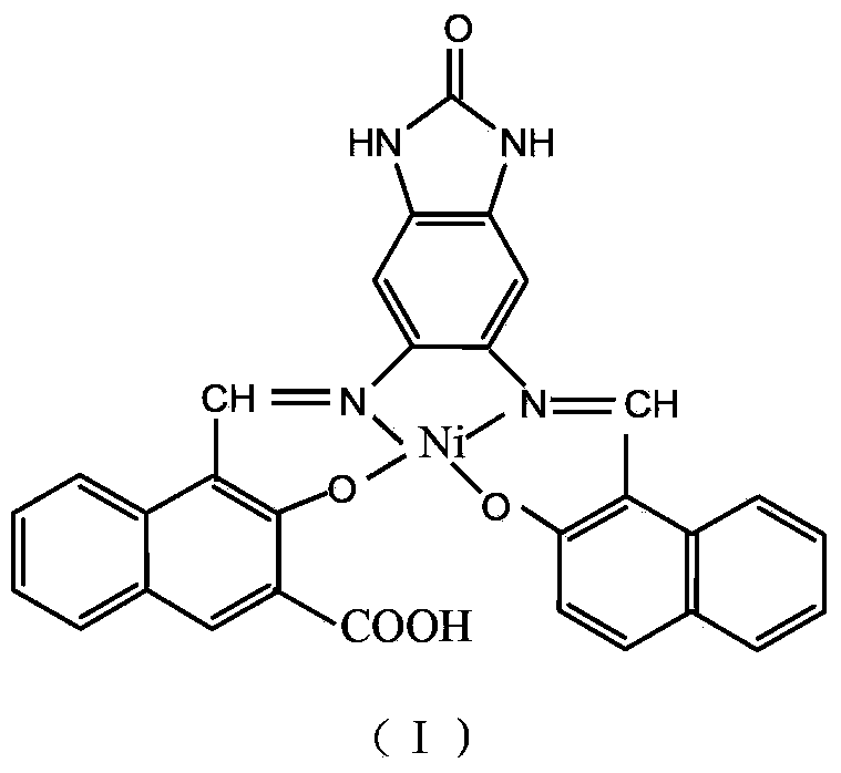 Novel bisazo methenyl nickel complexing solvent dye containing benzimidazolone ring, and preparation method and application of complexing solvent dye