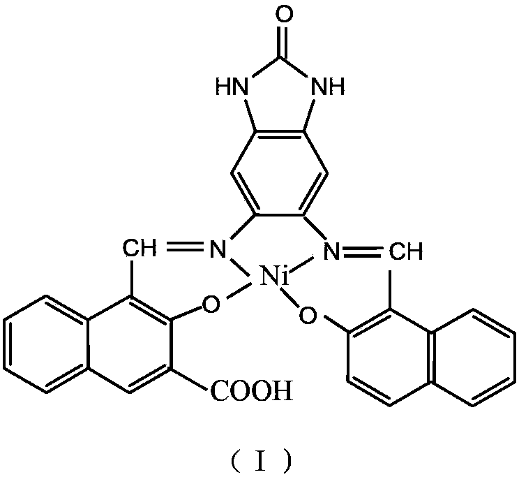 Novel bisazo methenyl nickel complexing solvent dye containing benzimidazolone ring, and preparation method and application of complexing solvent dye