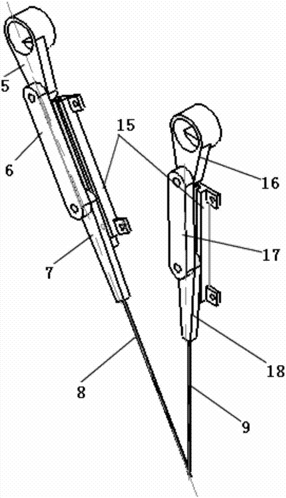 Single-faced and double-thread composite material sewing device