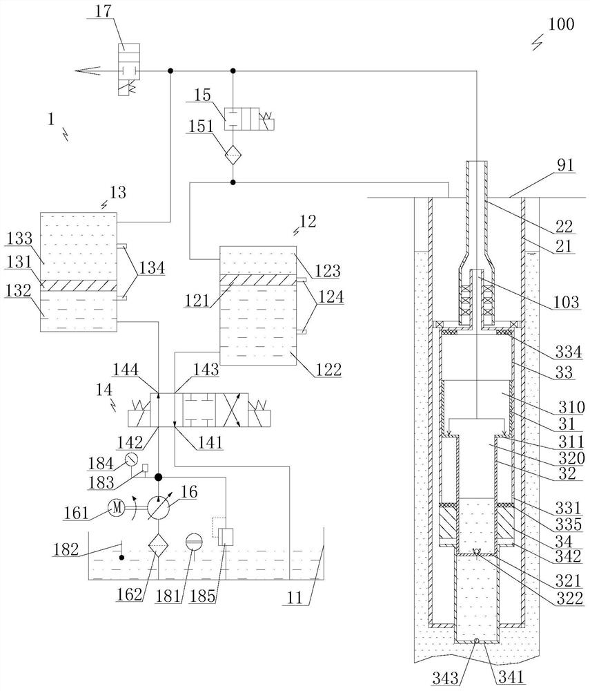 Automatic liquid replenishment rodless liquid flooding oil production device and oil production method