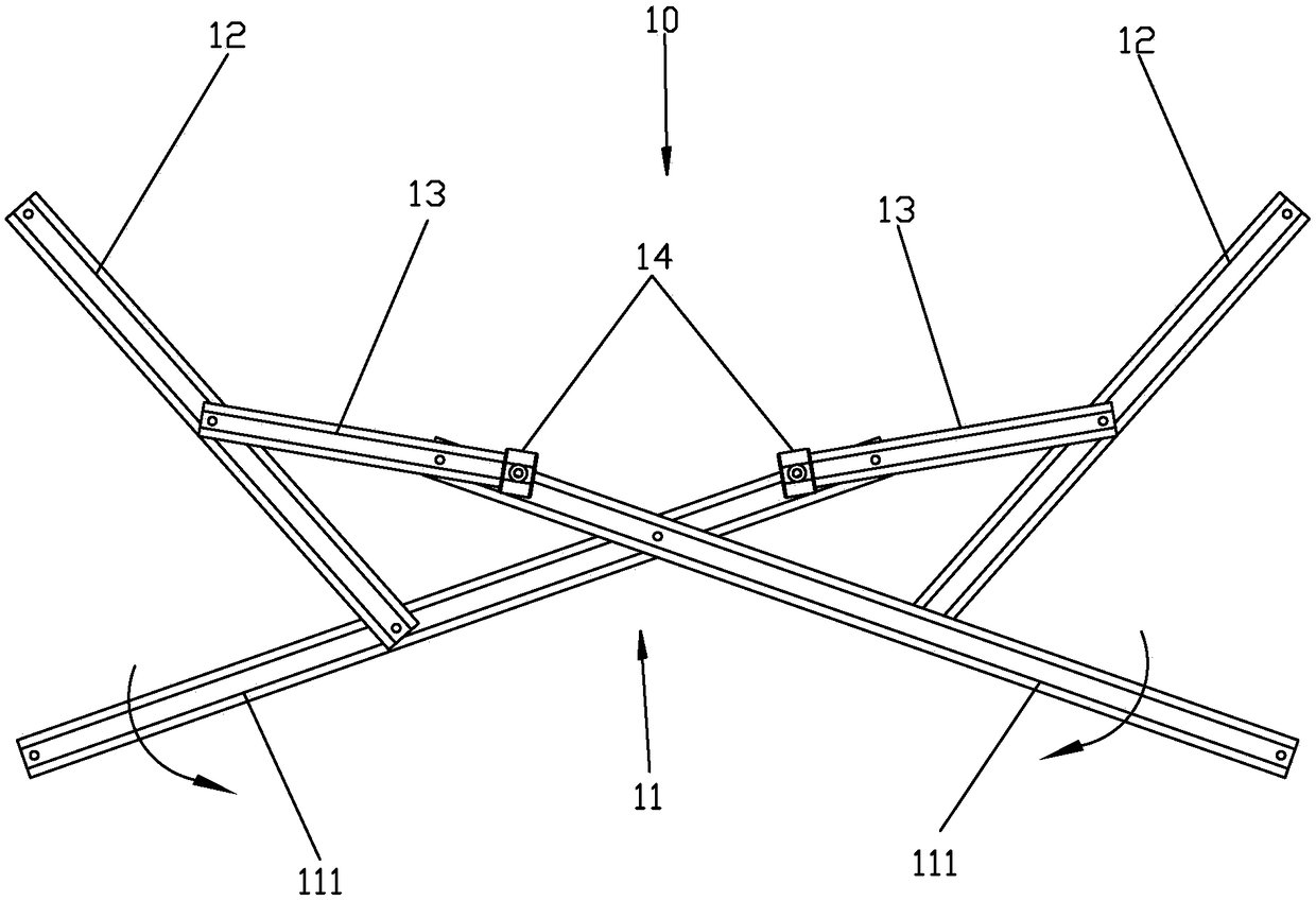 Self-locking crossing mechanism used for folding table and chair frames and folding bed frame