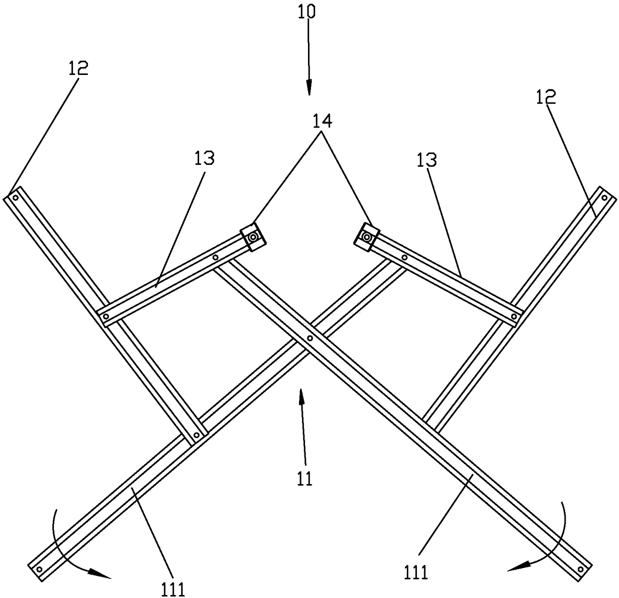 Self-locking crossing mechanism used for folding table and chair frames and folding bed frame