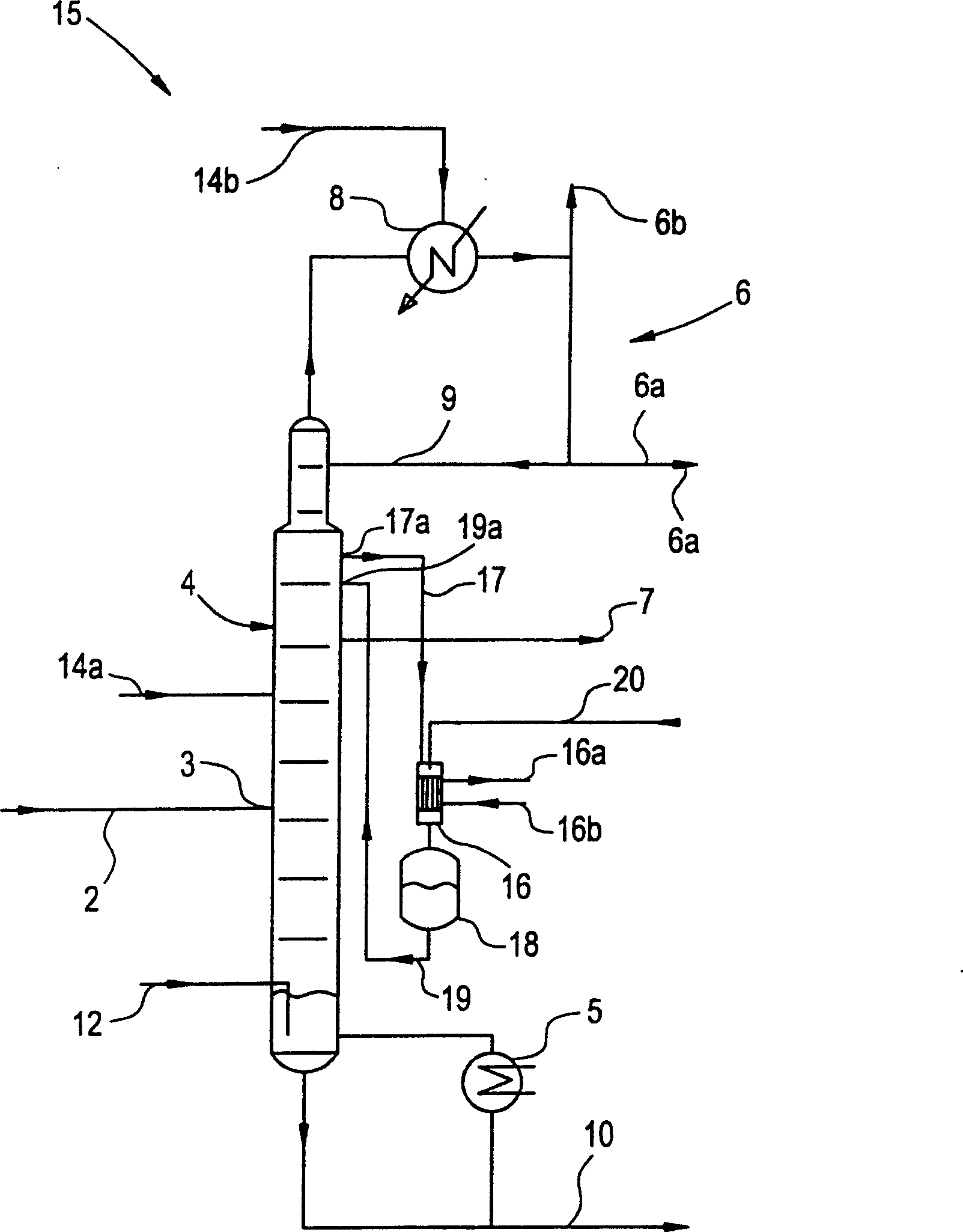 Process for recovering acrylic aldehyde or propionic aldehyde from low concentrate water solution flow