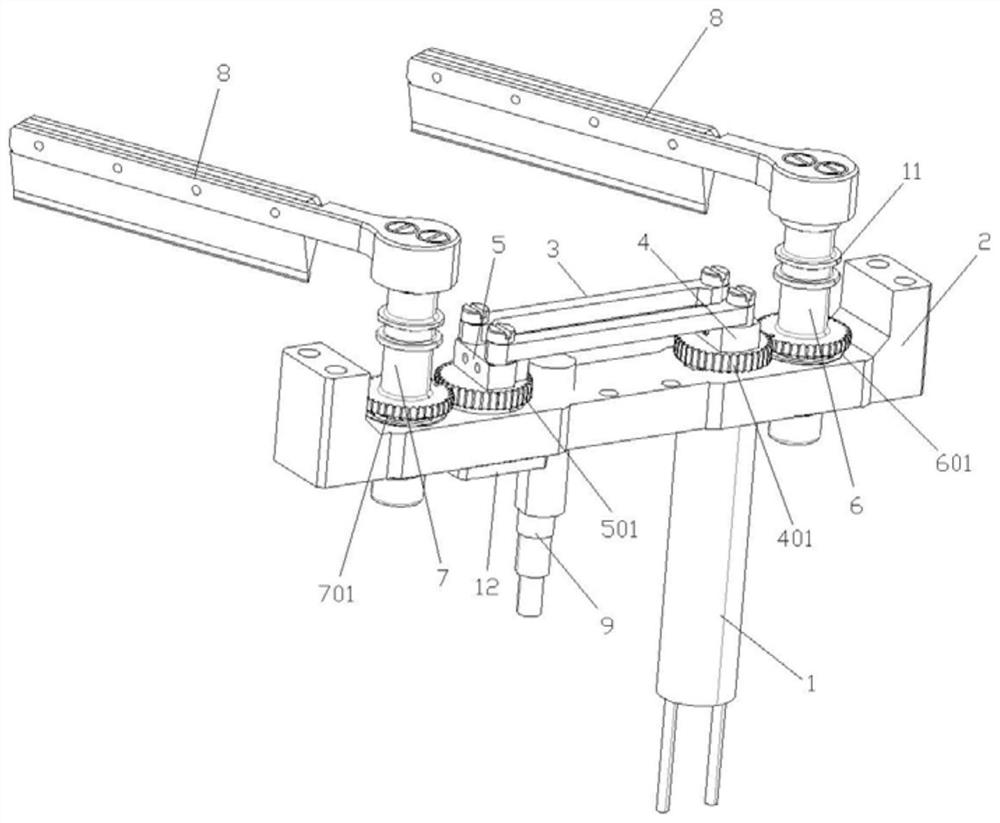 Single-motor-controlled large-range windscreen wiper structure