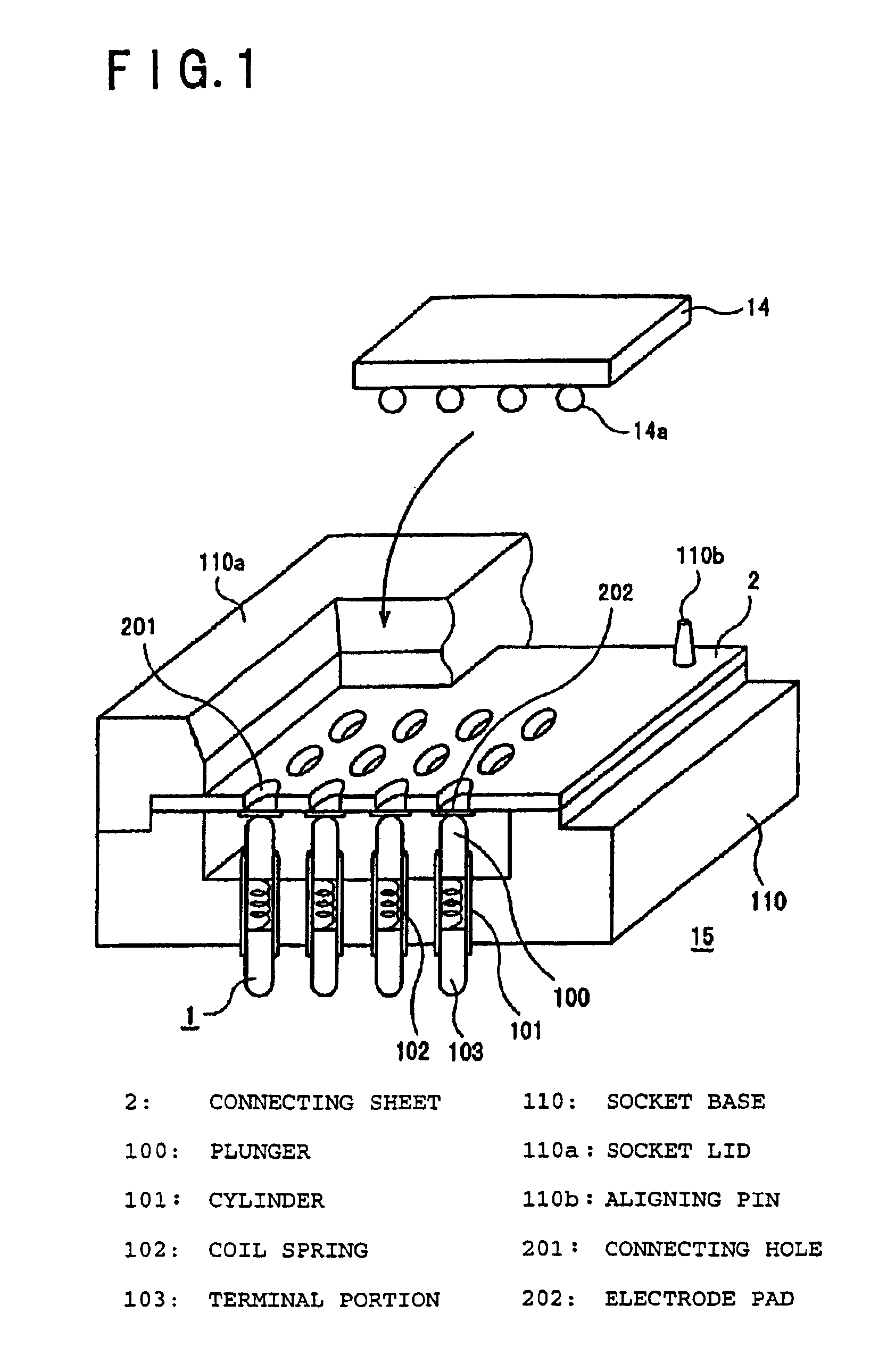 Socket for testing a semiconductor device and a connecting sheet used for the same