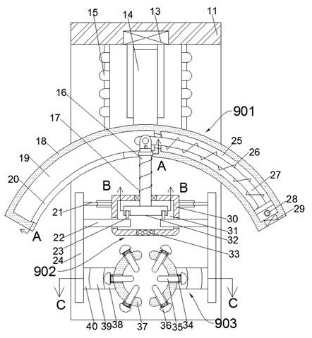 A fastening device for assisting in the fastening of a three-jaw chuck on a lathe