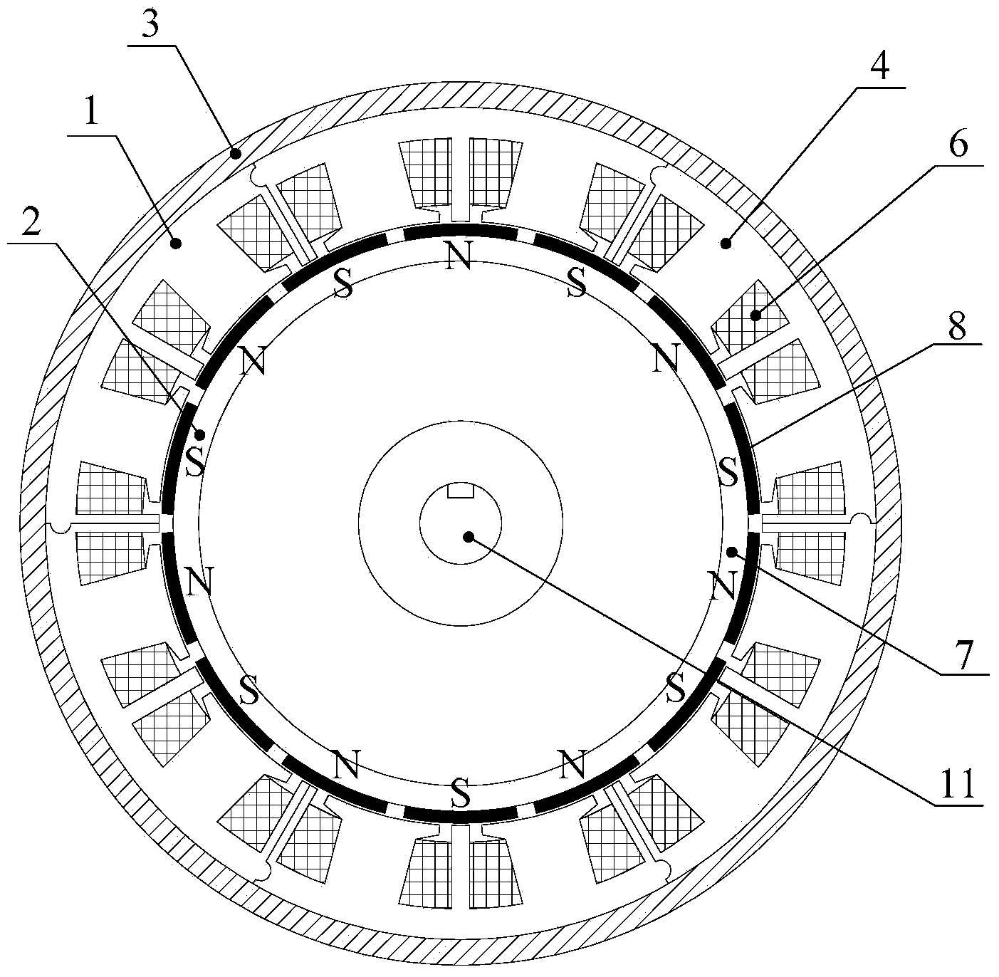 Radial magnetic flux modularization polyphase motor having high magnetism-insulation capability