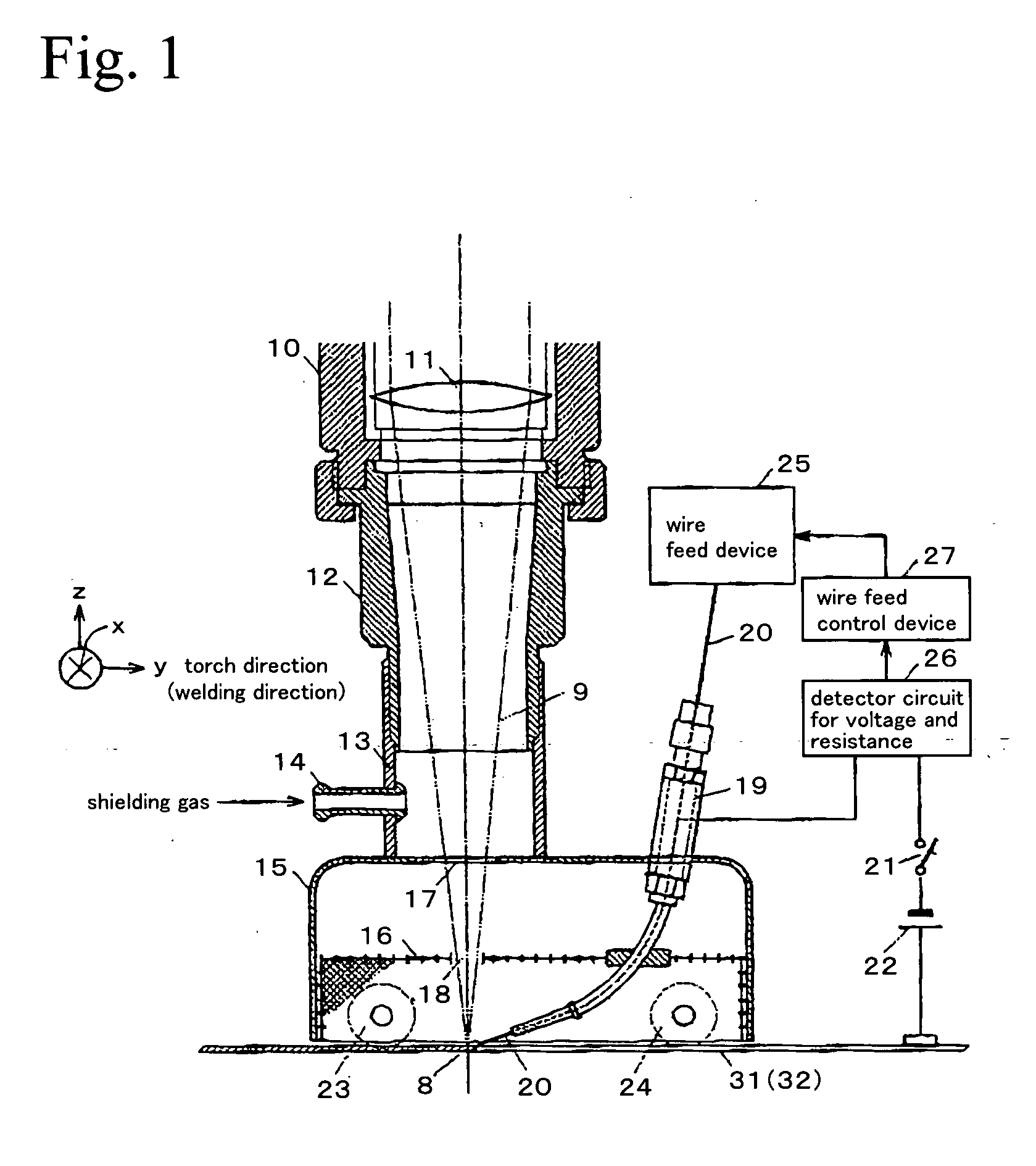 Yag laser induced arc filler wire composite welding method and welding equipment