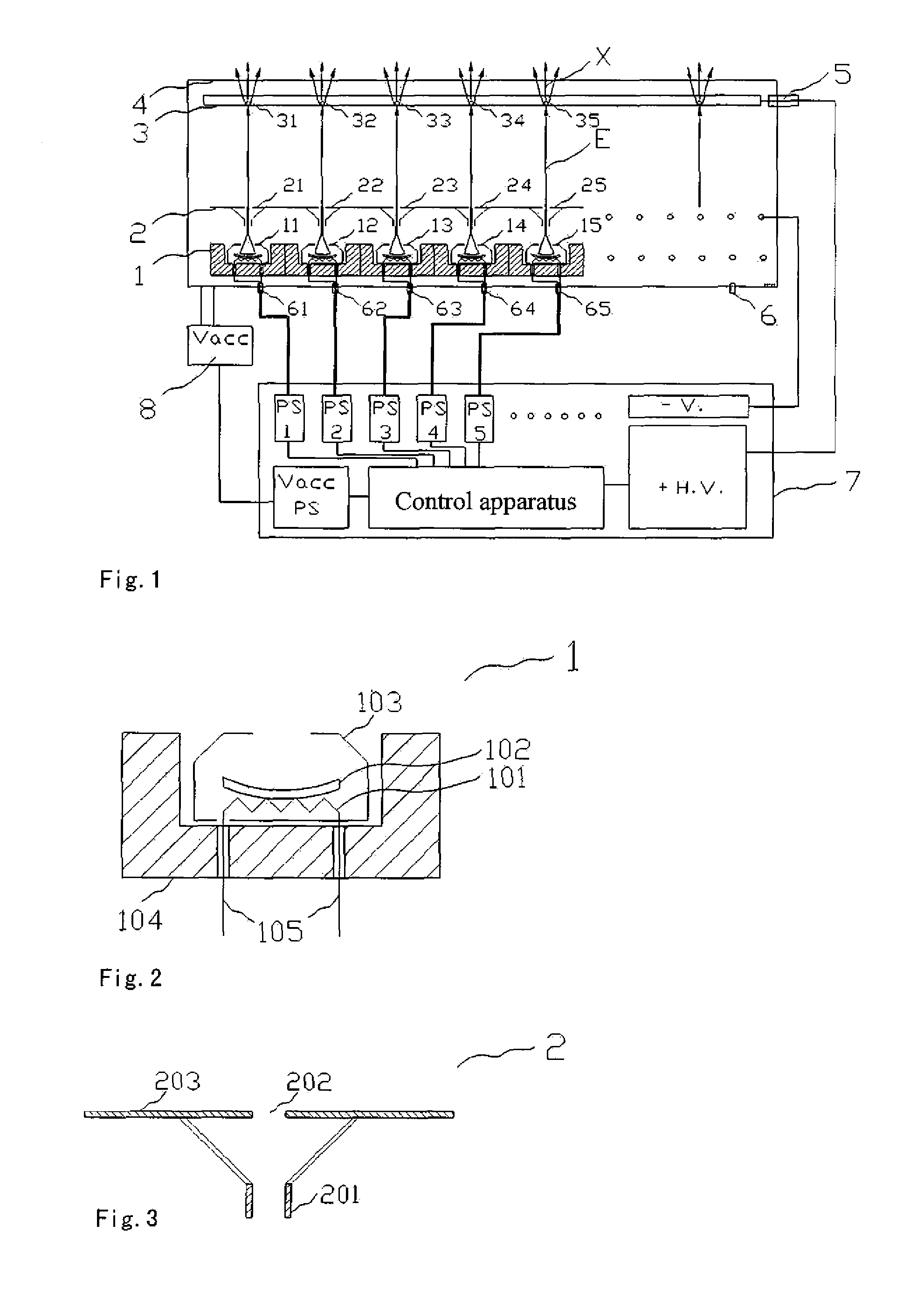 Cathode control multi-cathode distributed X-ray apparatus and CT device having said apparatus