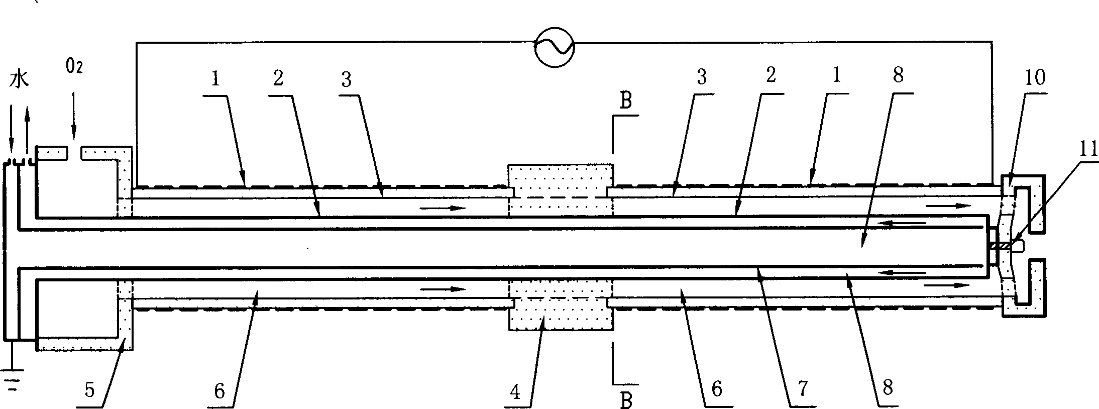 Discharge tube element which produce ozone