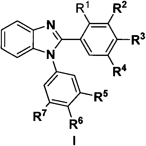 Preparation of 1,2-diaryl benzimidazole derivative and application thereof