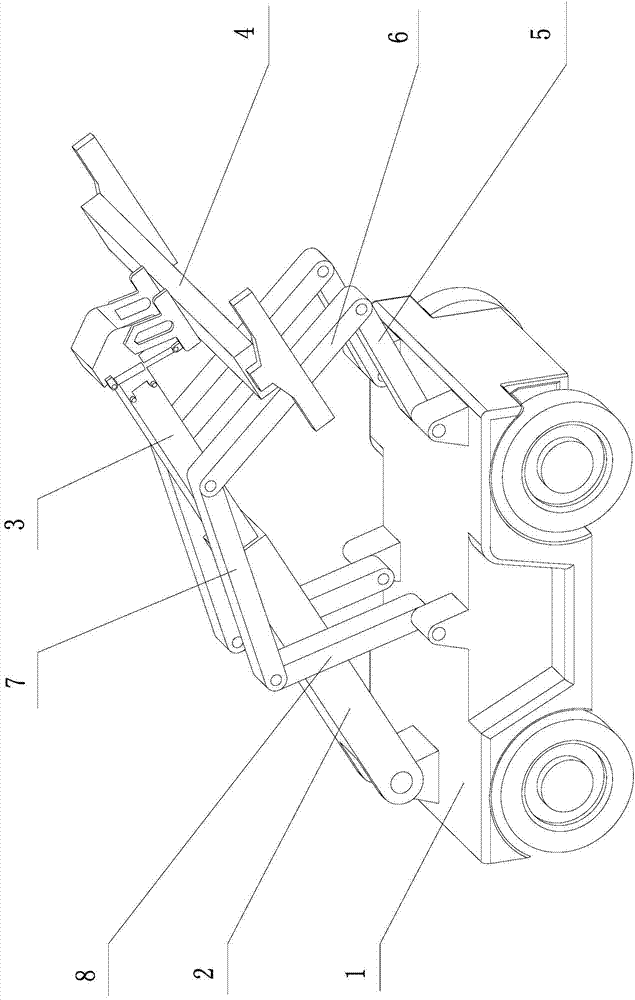 Plane two-degree-of-freedom seven-rod closed chain type reach stacker for containers