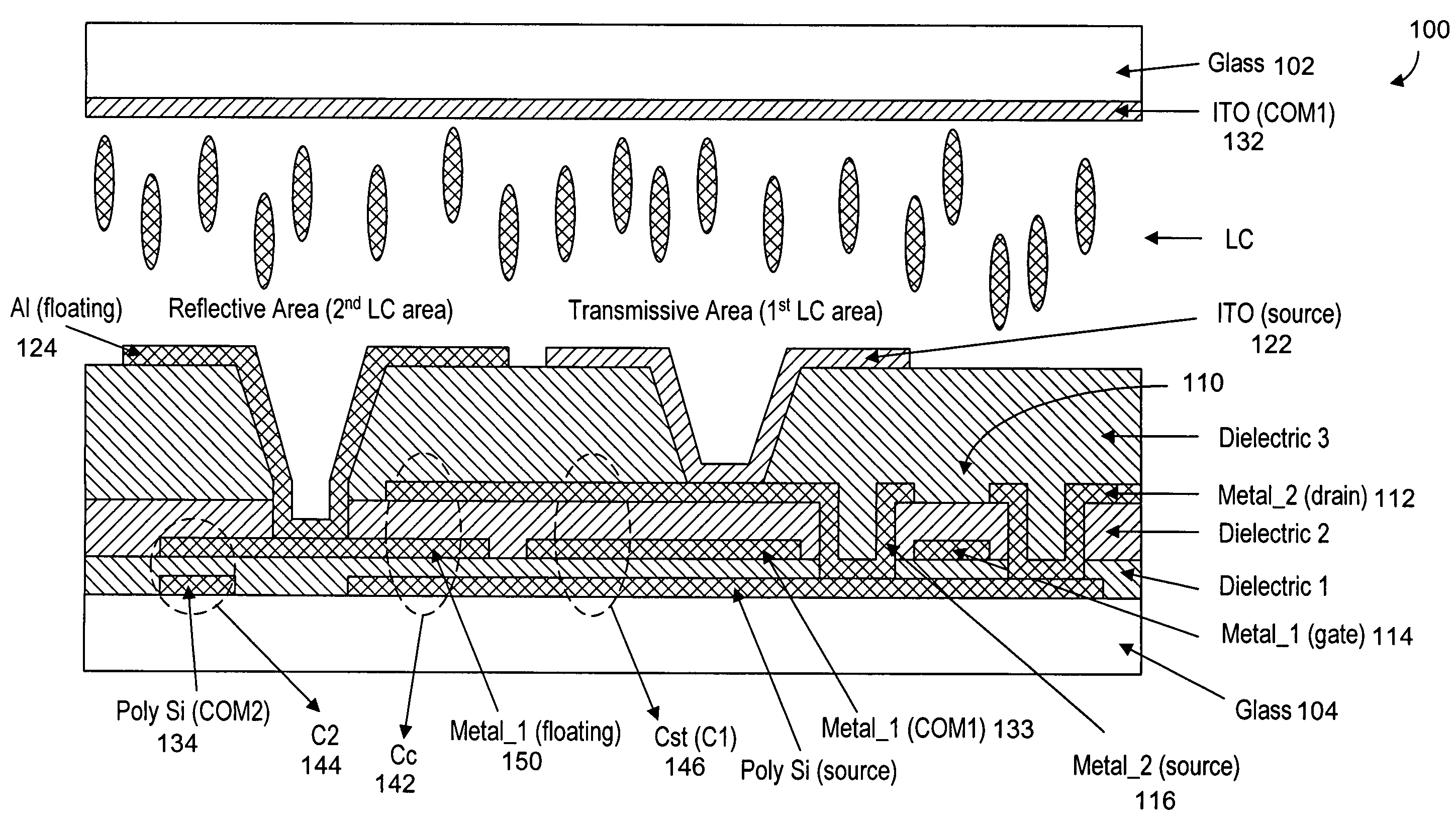 Transflective liquid crystal display with gamma harmonization