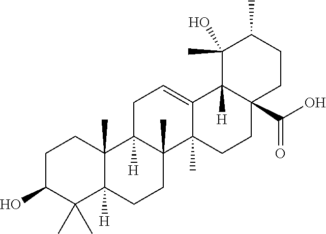 Polyhydroxylated pentacyclic triterpene acids as HMG-COA reductase inhibitors