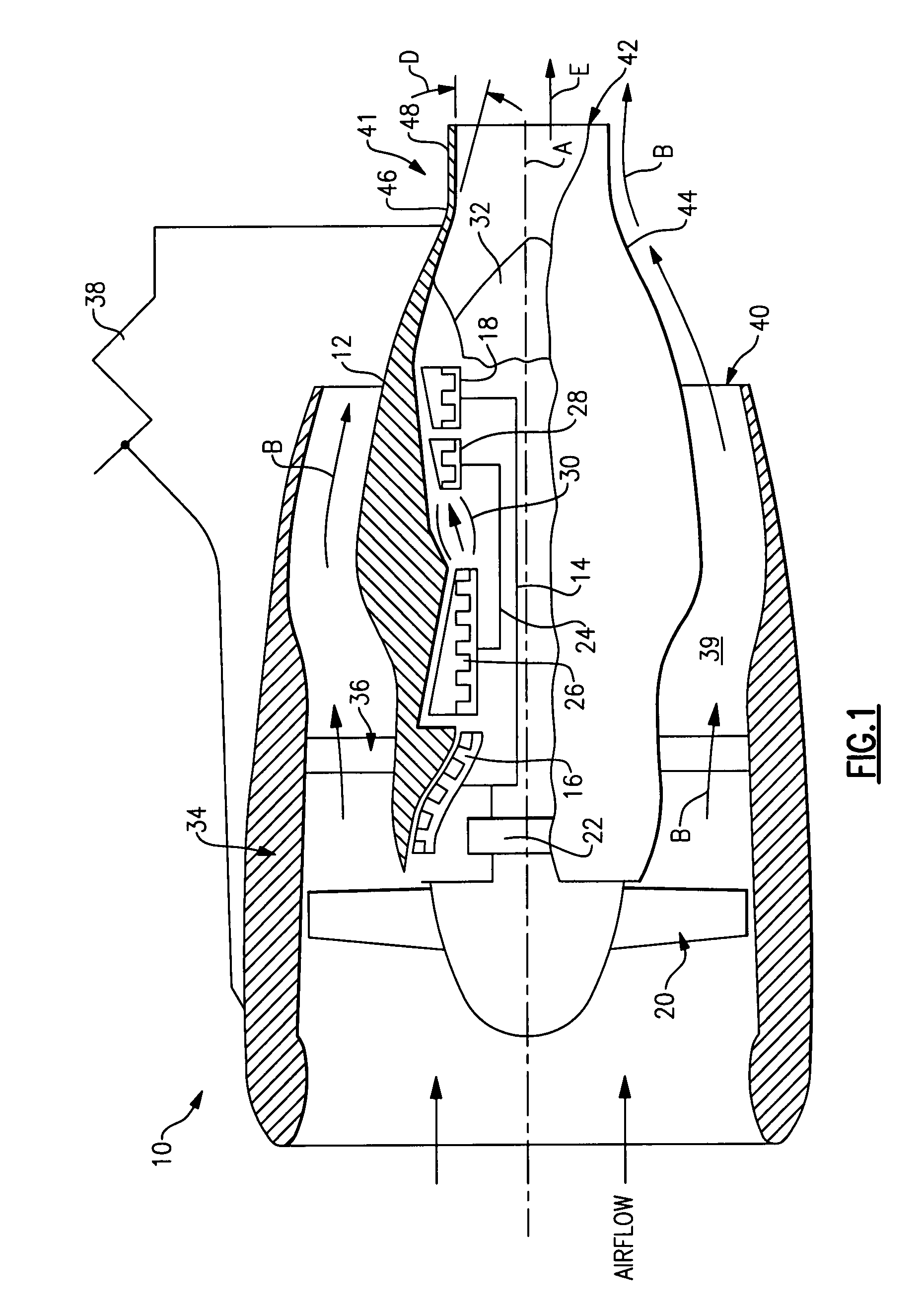 Core reflex nozzle for turbofan engine