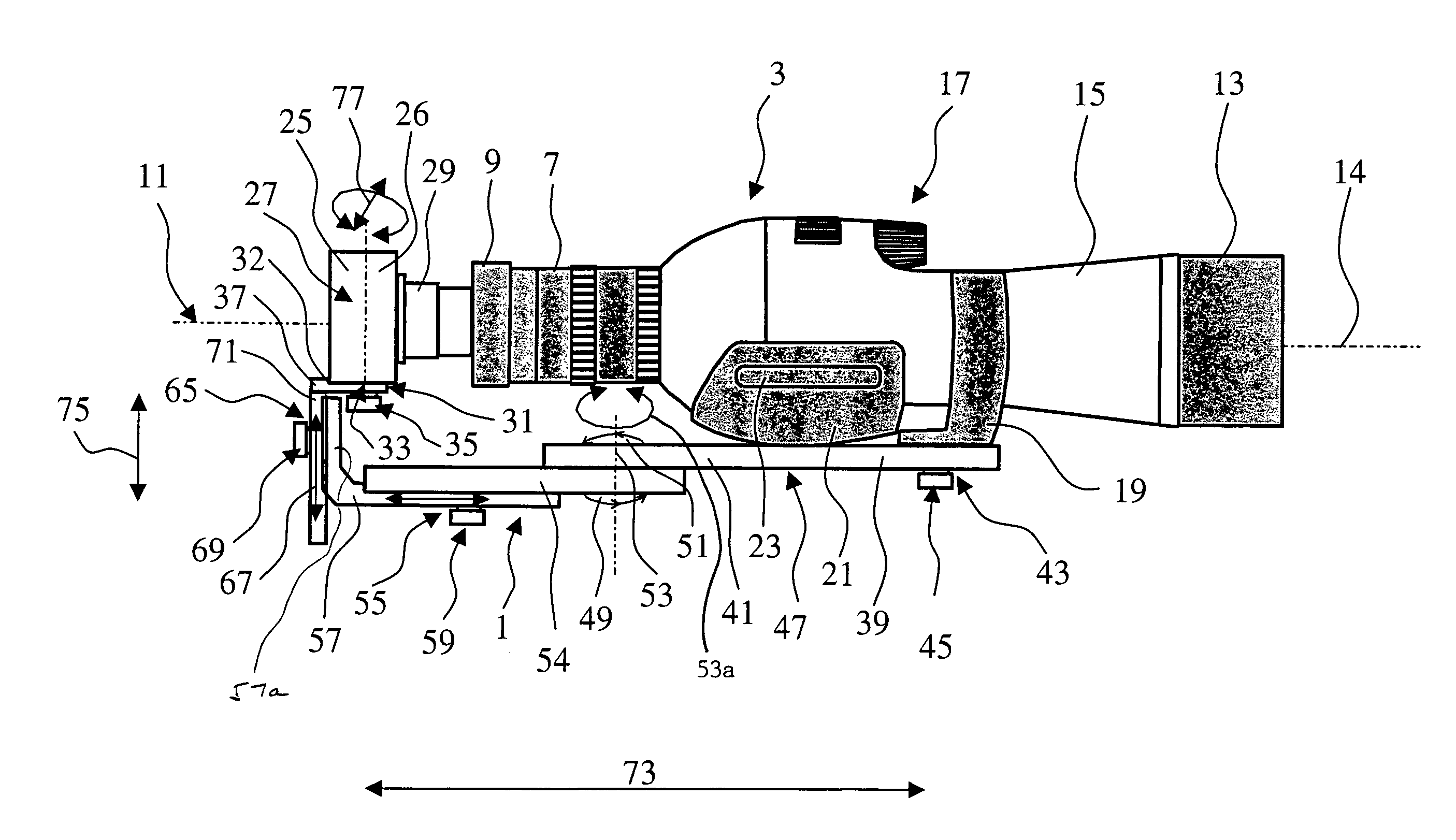 Arrangement for holding a camera behind a monocular or binocular