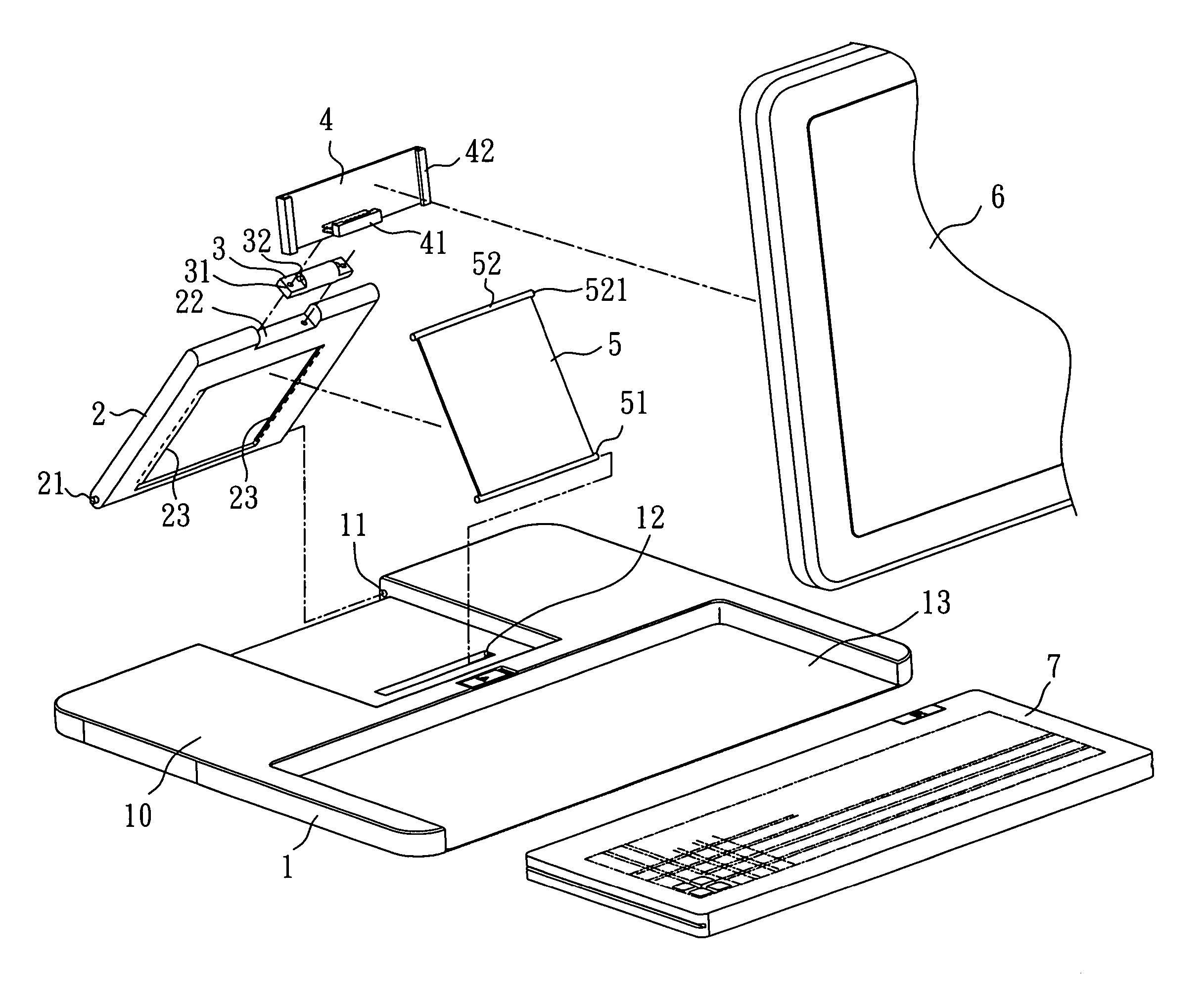 Portable computer support structure