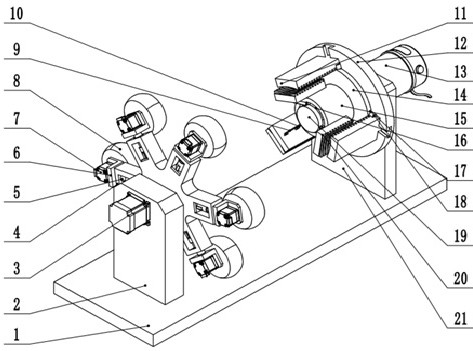 Rapid grinding device for ends of steel pipes of different pipe diameters