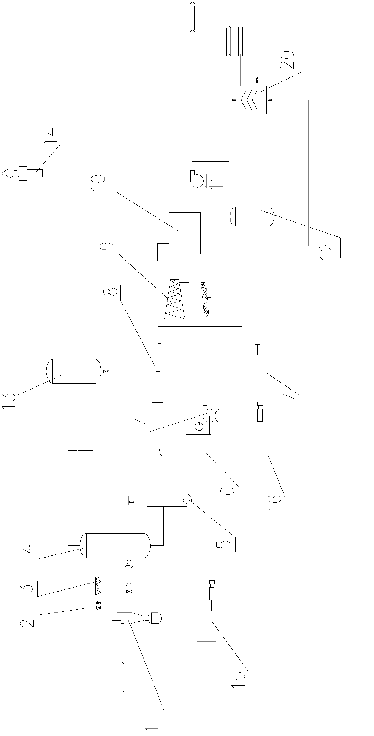 Treatment process and device for oil-water well fractured and acidified flowback liquid