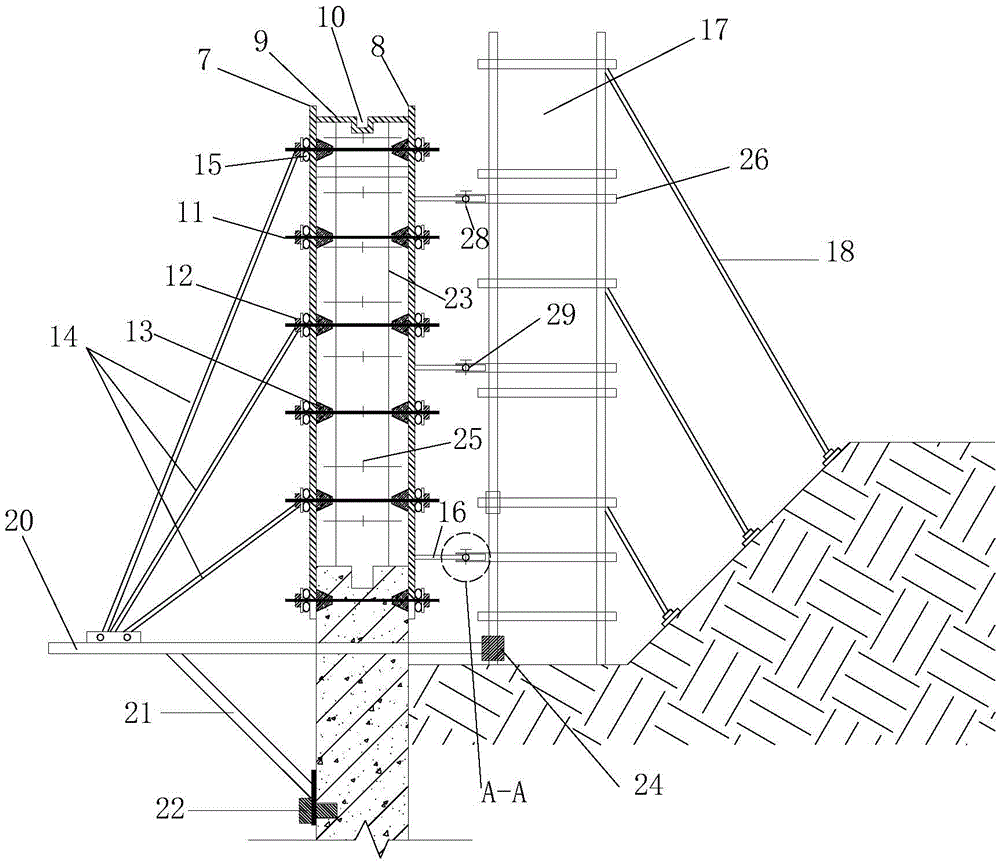 Construction method for cast-in-situ caisson formwork-supporting system