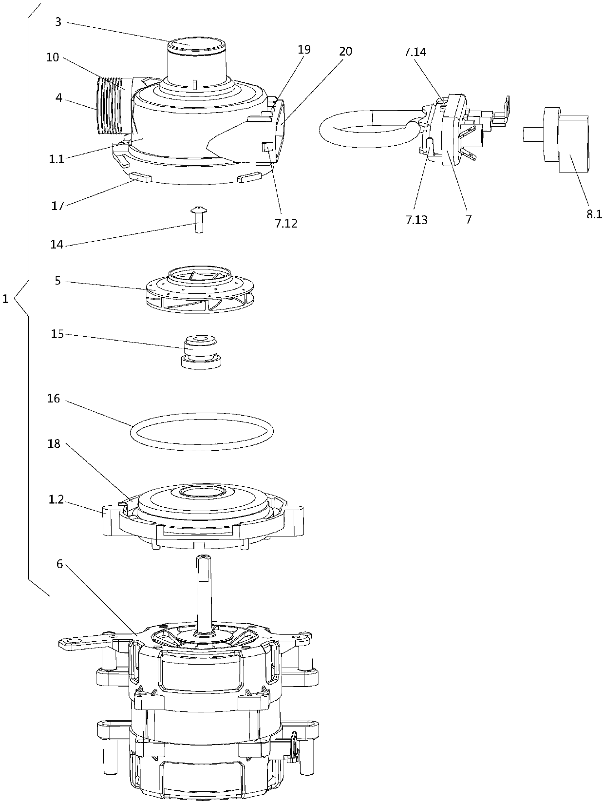 Pump of washing device