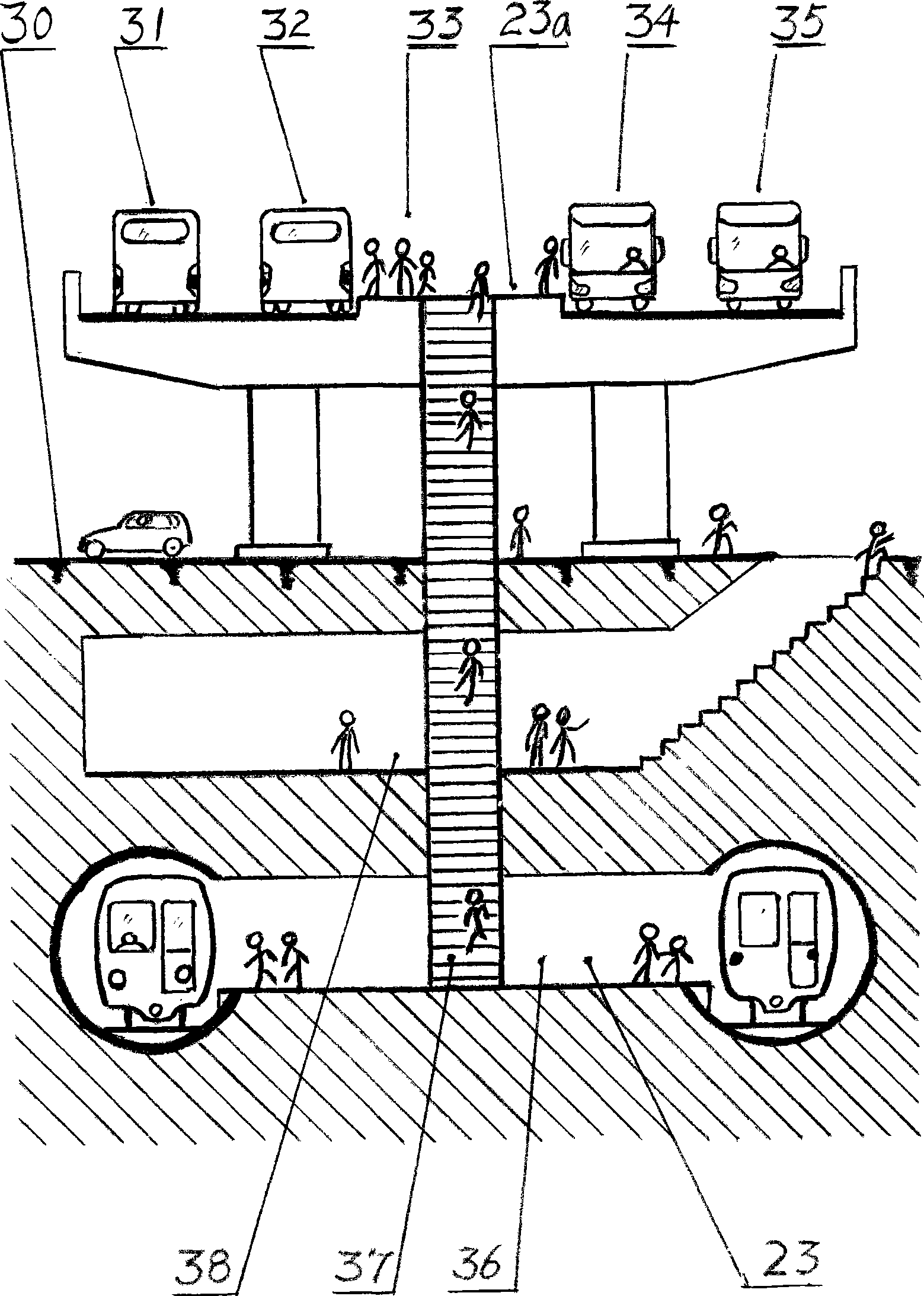 Twisting ring linear city rail traffic route