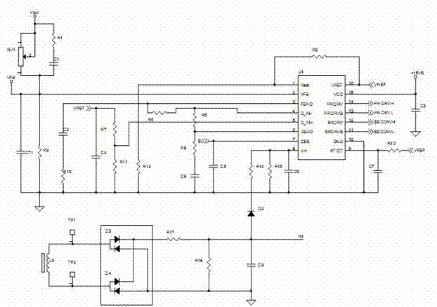 Power supply device with a plurality of parallel connected power supplies and light emitting diode (LED) display device