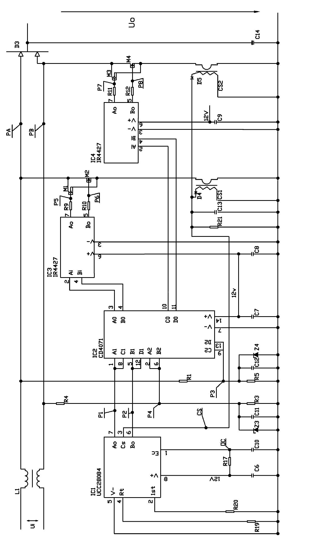 Power-switching circuit capable of reducing circuit losses