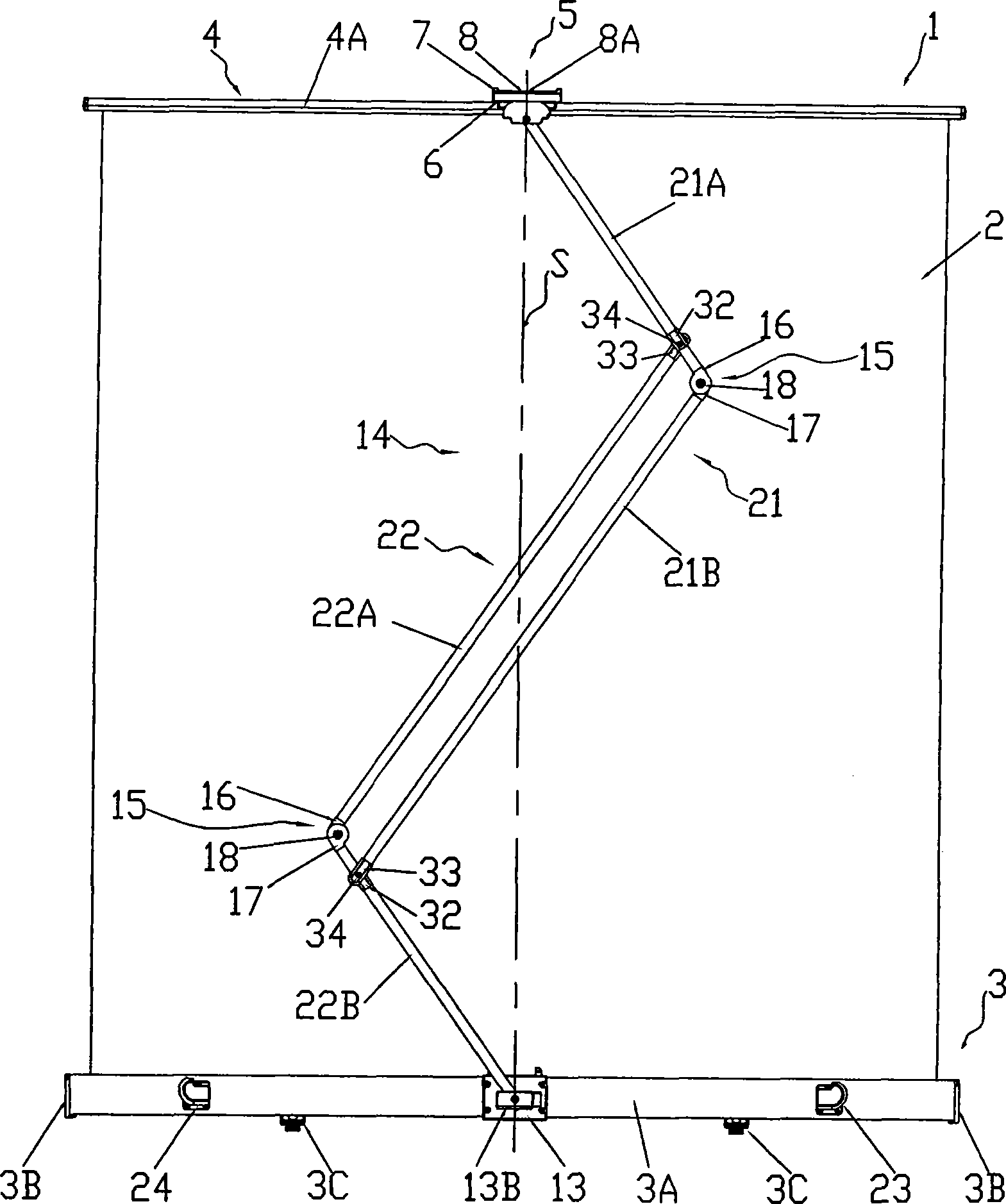 Portable self-supporting manual-lifting screen