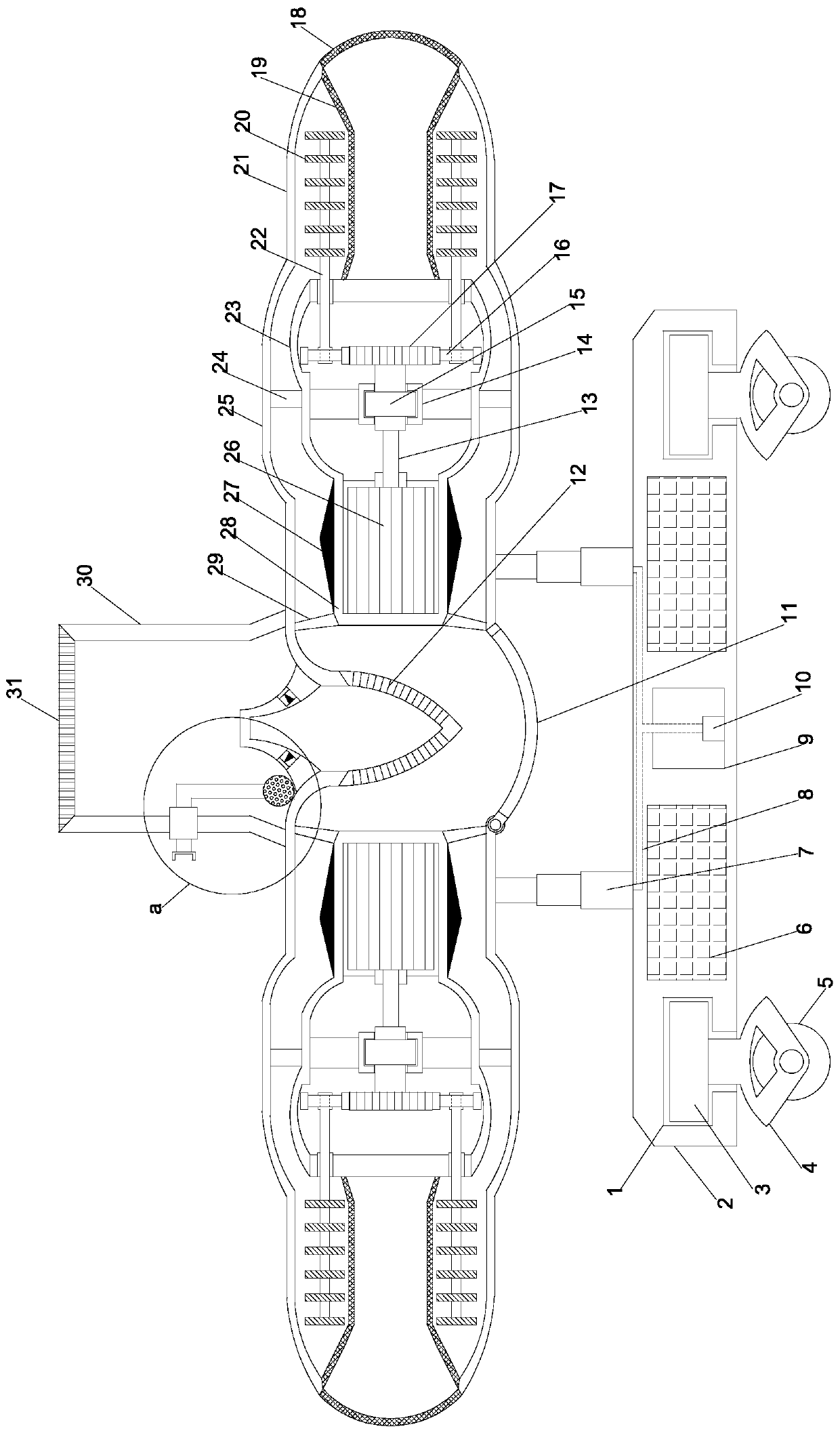 Bidirectional air draft type dust removal device