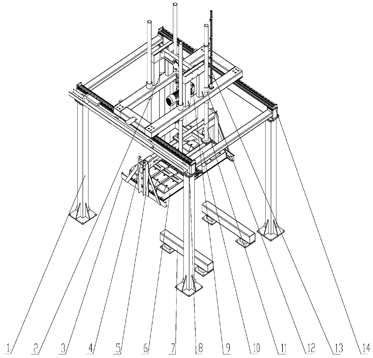 Sleeper stacking machine capable of realizing telescoping-clamping for sleepers