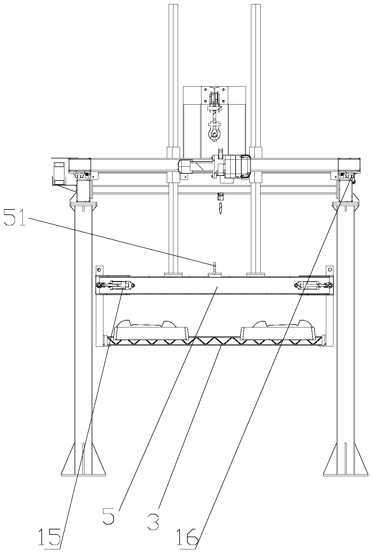 Sleeper stacking machine capable of realizing telescoping-clamping for sleepers