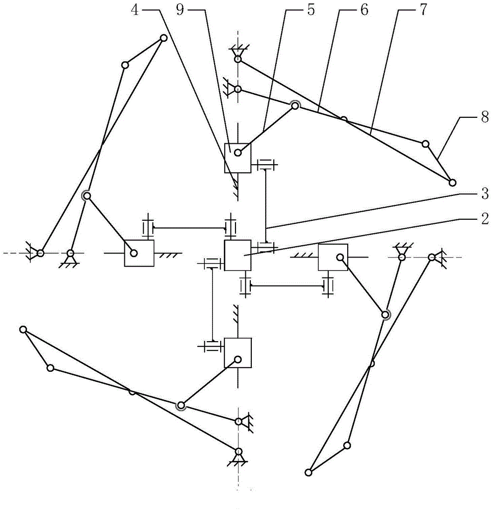 Single-drive synchronous unfolding mechanism provided with multiple folding control planes