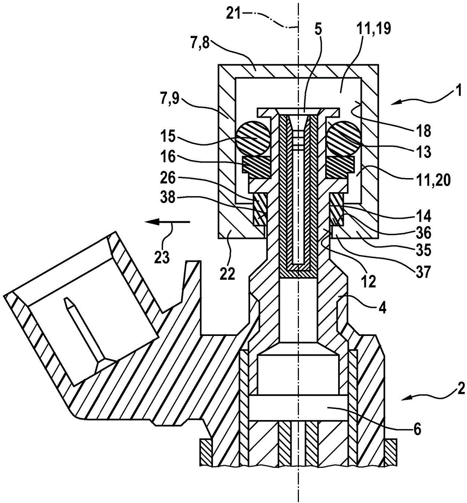 Fuel injection system comprising a fuel-guiding component, a fuel injection valve and a connecting element