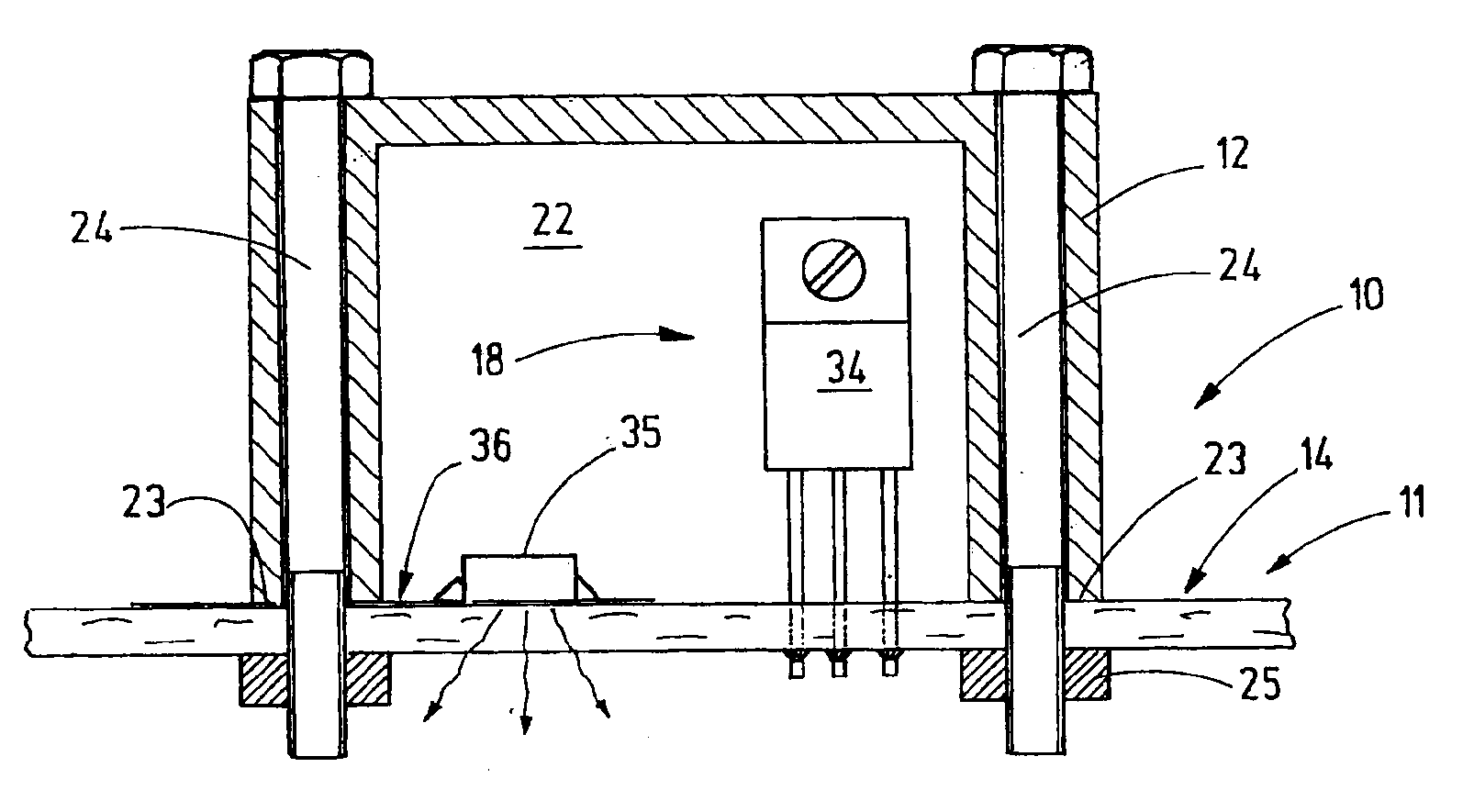 Printed circuit board with partial housing encapsulated in a pressure-resistant manner