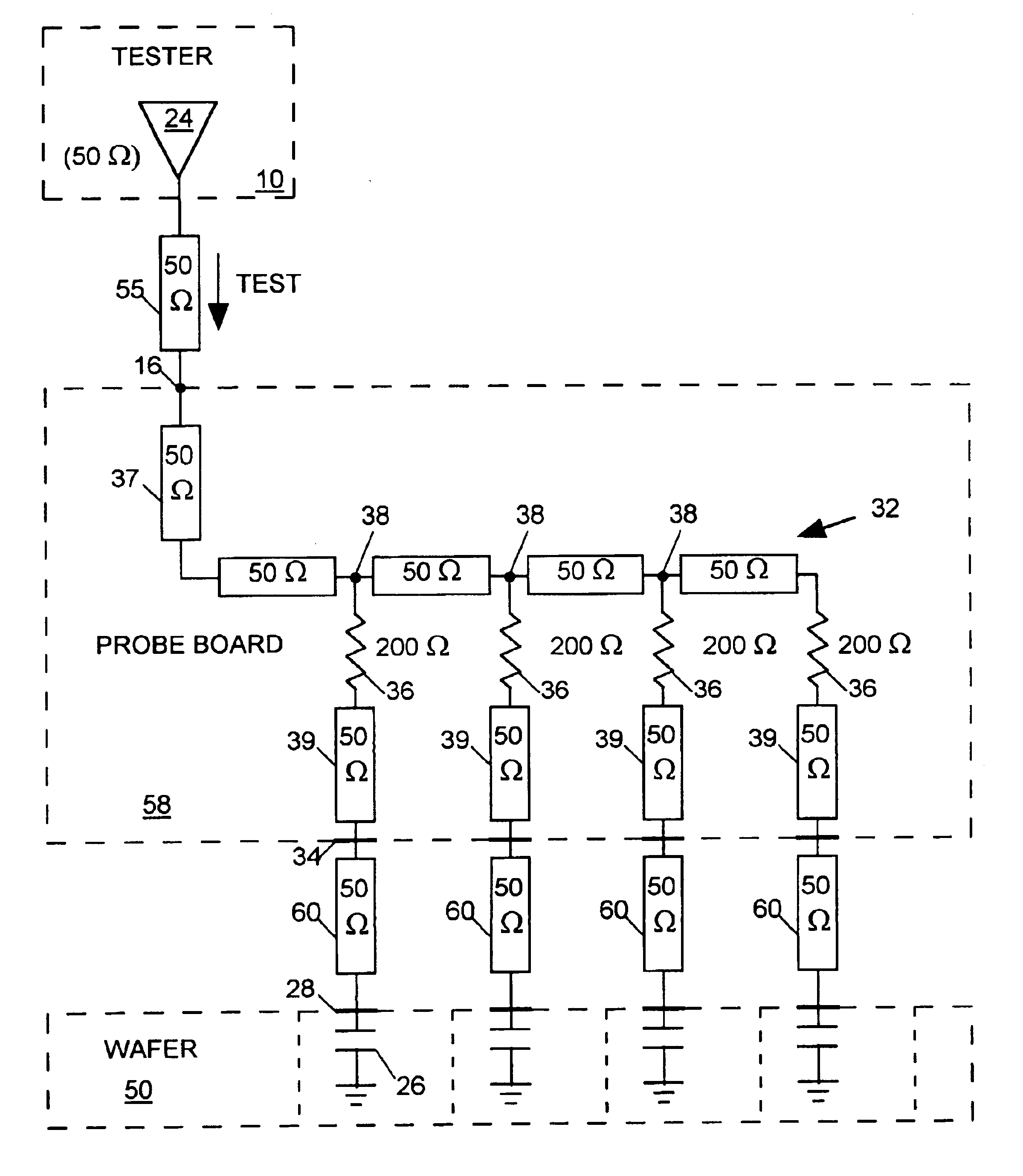 Test signal distribution system for IC tester